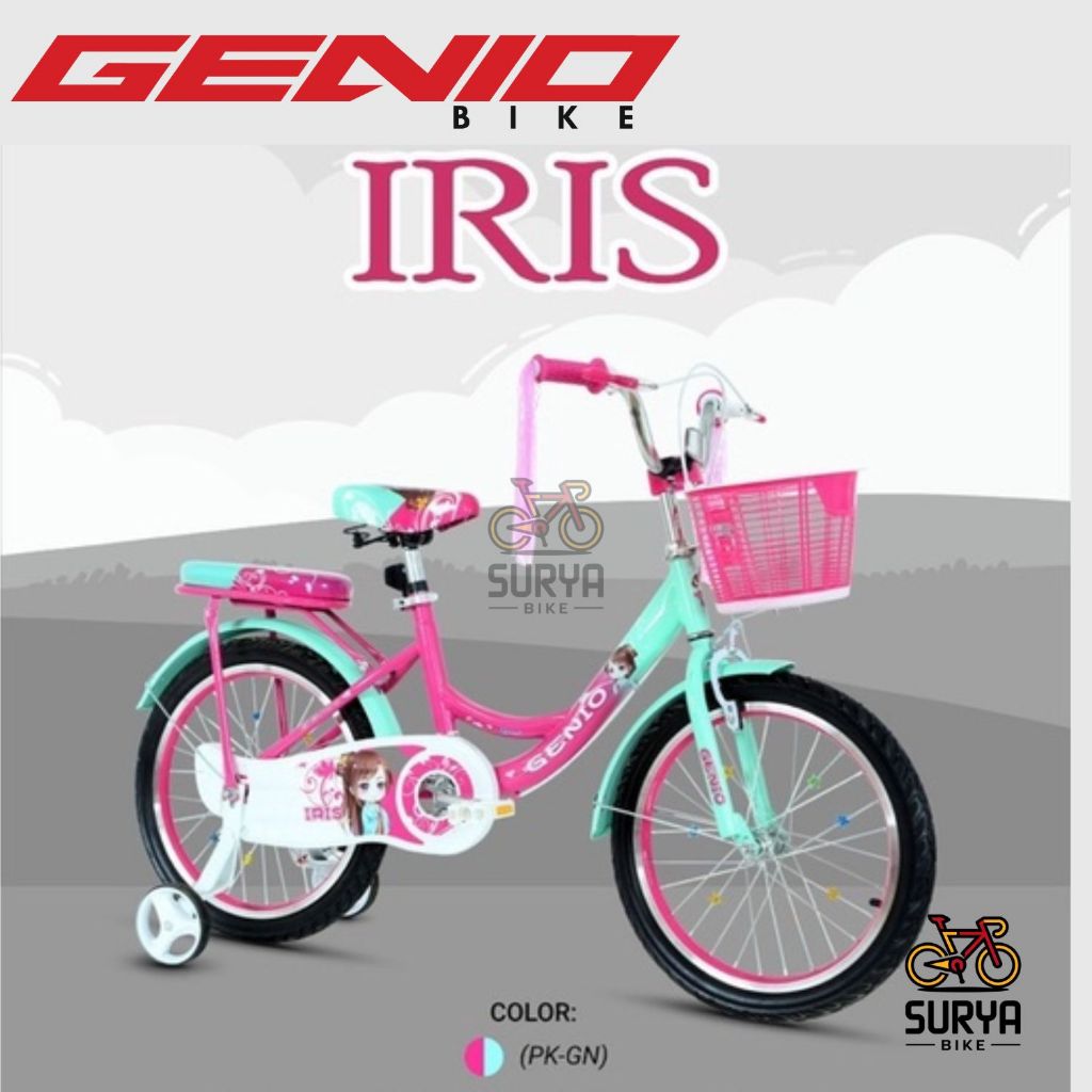 Sepeda Genio Iris 12' 16" 18" Sepeda Anak Perempuan + Keranjang