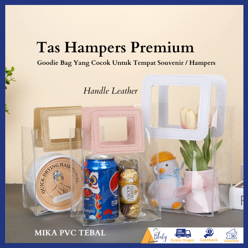 

Tas Hampers Souvenir Mika Lebaran Transparan Bening/Goodie Bag Handle Kulit/Tas Ulang Tahun Anak Goodie Bag Souvenir Serbaguna