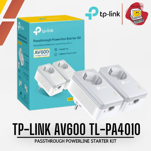 TPLINK TL-PA4010P TL PA4010P KIT AV600 Passthrough Powerline KIT Tp-Link