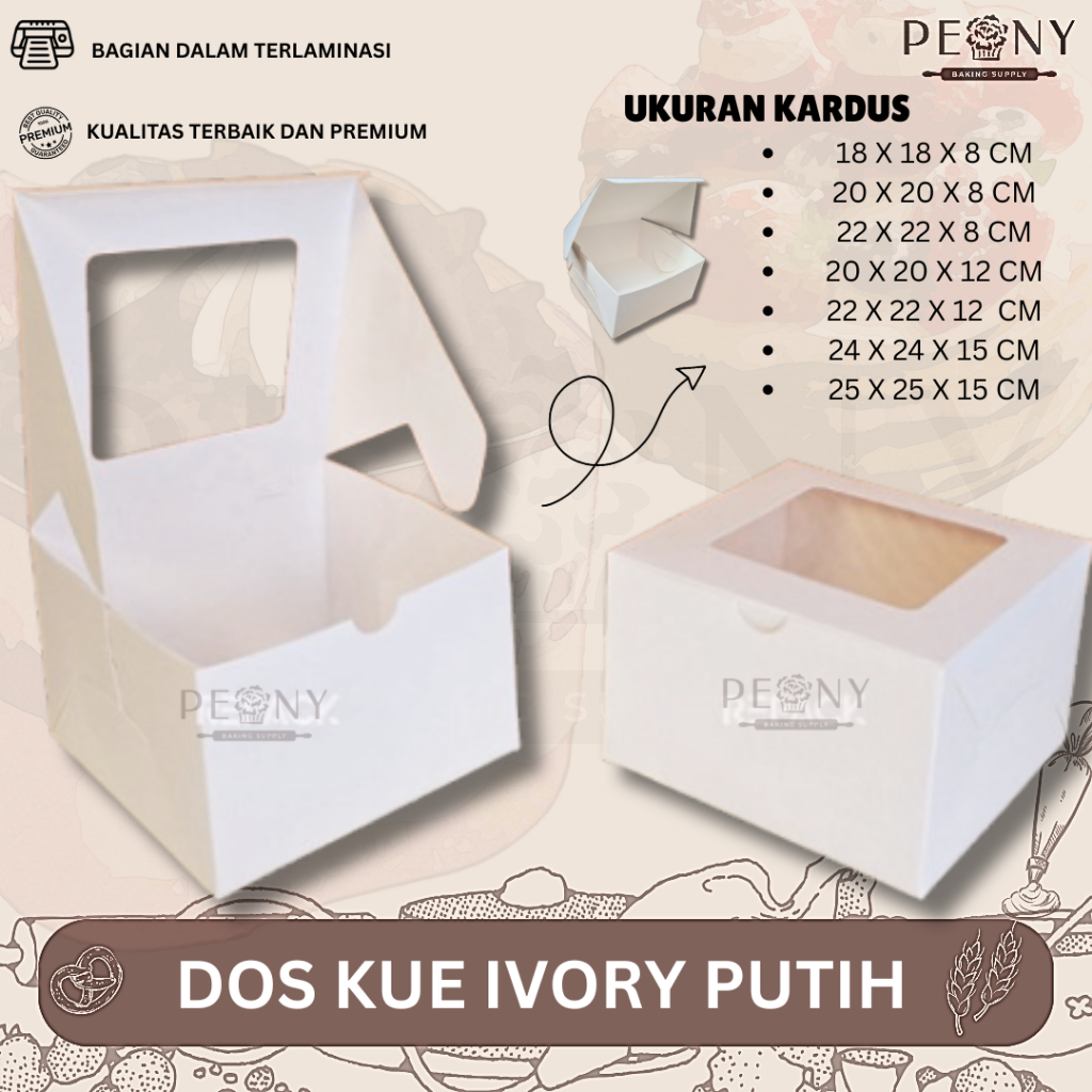 

( 10 PCS )DOS KUE PUTIH IVORY/DOS IVORY UNTUK KUE/BOX UNTUK CAKE