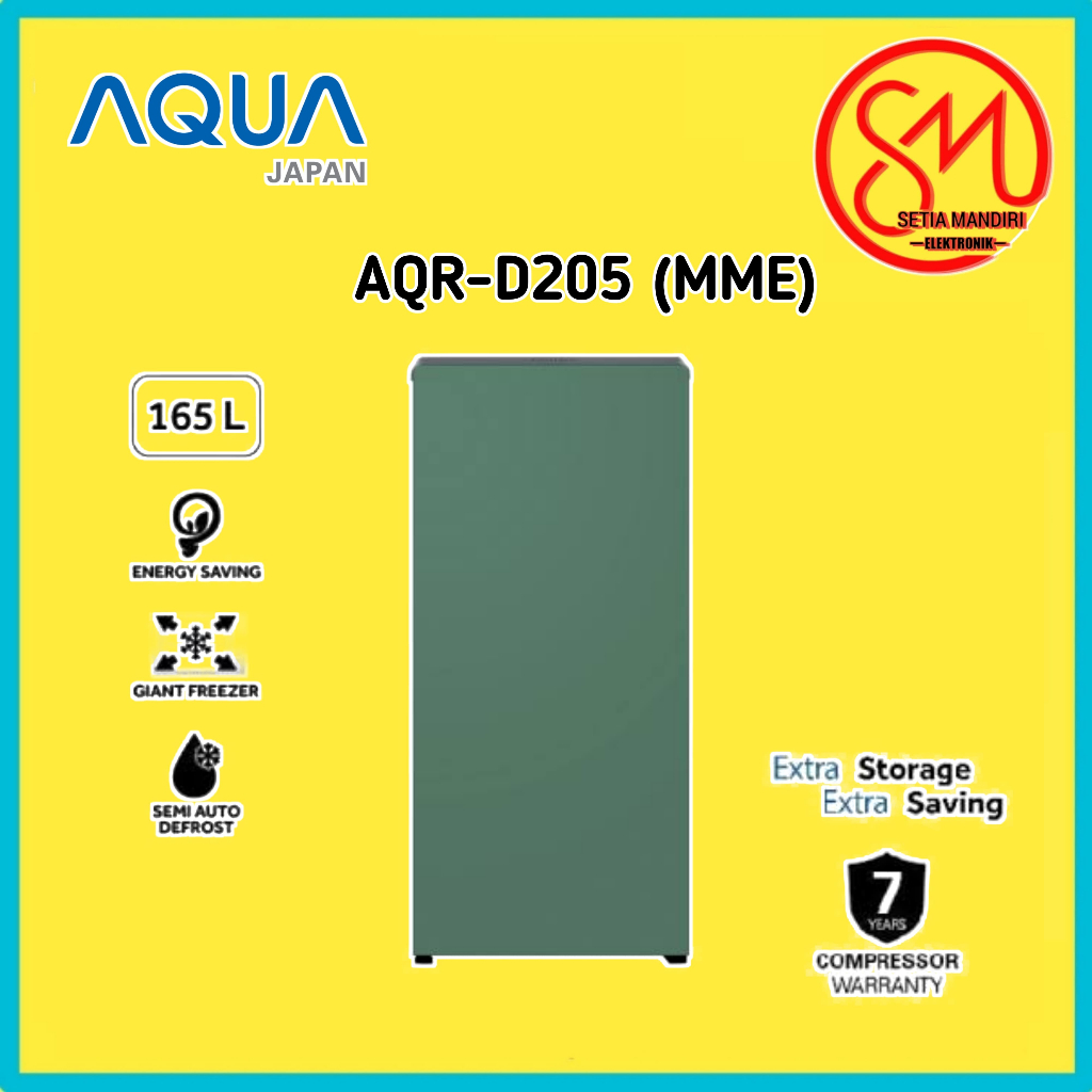 AQUA KULKAS Elektronik AQR-D205 (MSG/MSB/MPE/MME/MBE) 1Door 165 L