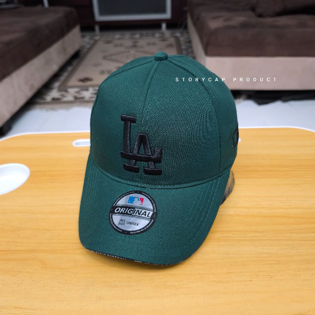 TOPI BASEBALL DISTRO LOGO LA - TOPI BASEBALL PRIA WANITA BORDIR LA HIJAU