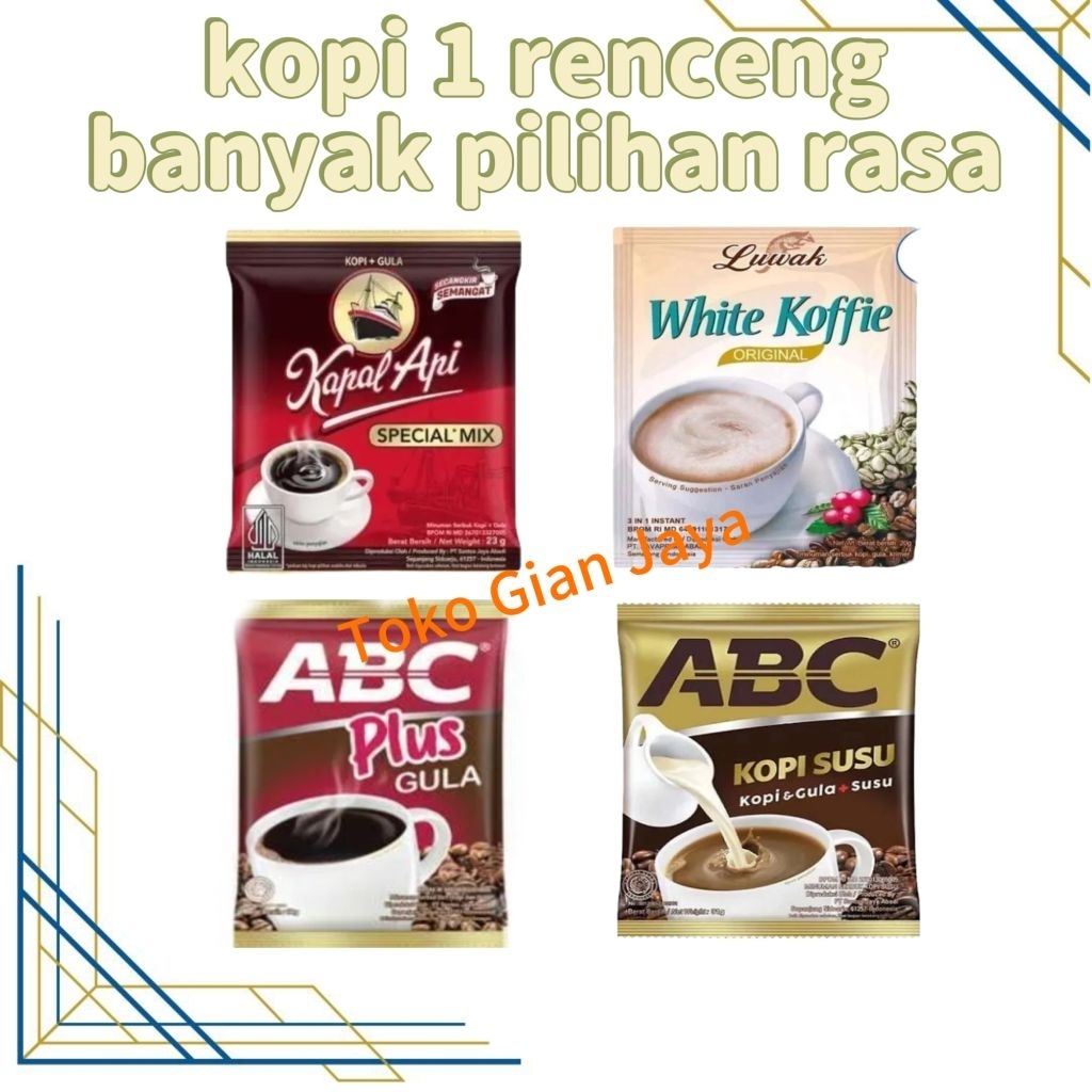 

[ 1 renceng ] kopi kapal api kopi abc susu kopi luwak kopi top cappuccino top gula aren promo termurah surabaya