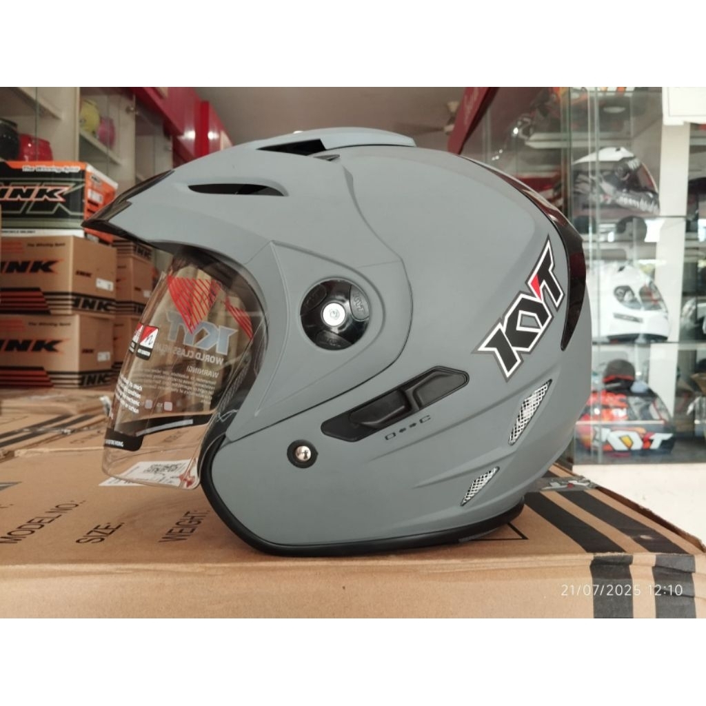 HELM KYT VENOM RR MATT GORILA GREY ORIGINAL DOUBLE VISOR HELM TOURING KYT VENOM RR ABU ABU DOFF ORIG