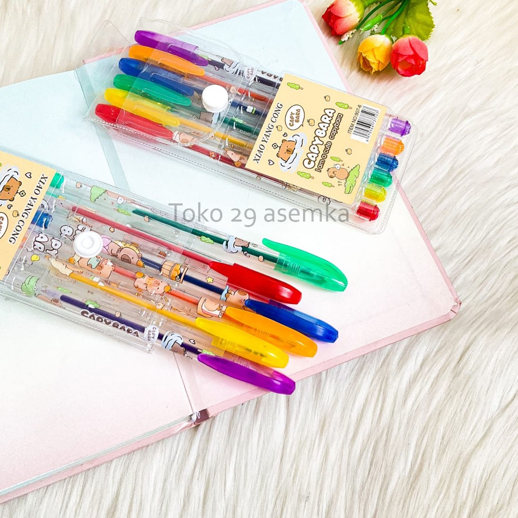 

PULPEN WARNA WARNI 1 SET ISI 6 PCS CAPYBARA PGK-1981 ALAT TULIS BOLPOIN UNIK IMUT MURAH