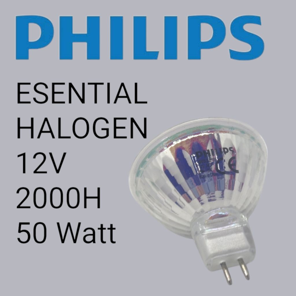 Lampu Esential Halogen 12V 2000H 50 Watt Merk Philips