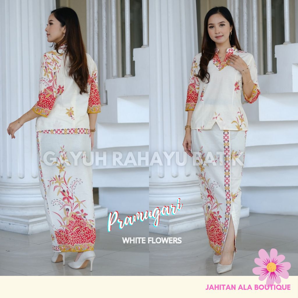 PRAMUGARI - Set Batik Model Atasan Dan Rok, Setelan Batik Wanita Modern, Seragam Pramugari Batik Das