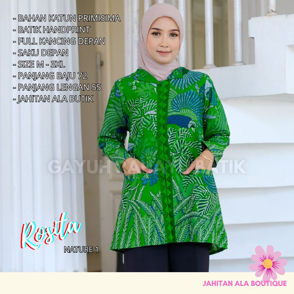 ROSITA NATURE - Atasan Batik Wanita,  Batik Kerja Wanita,  Blouse Batik,  Batik Kantor Wanita,  Bati