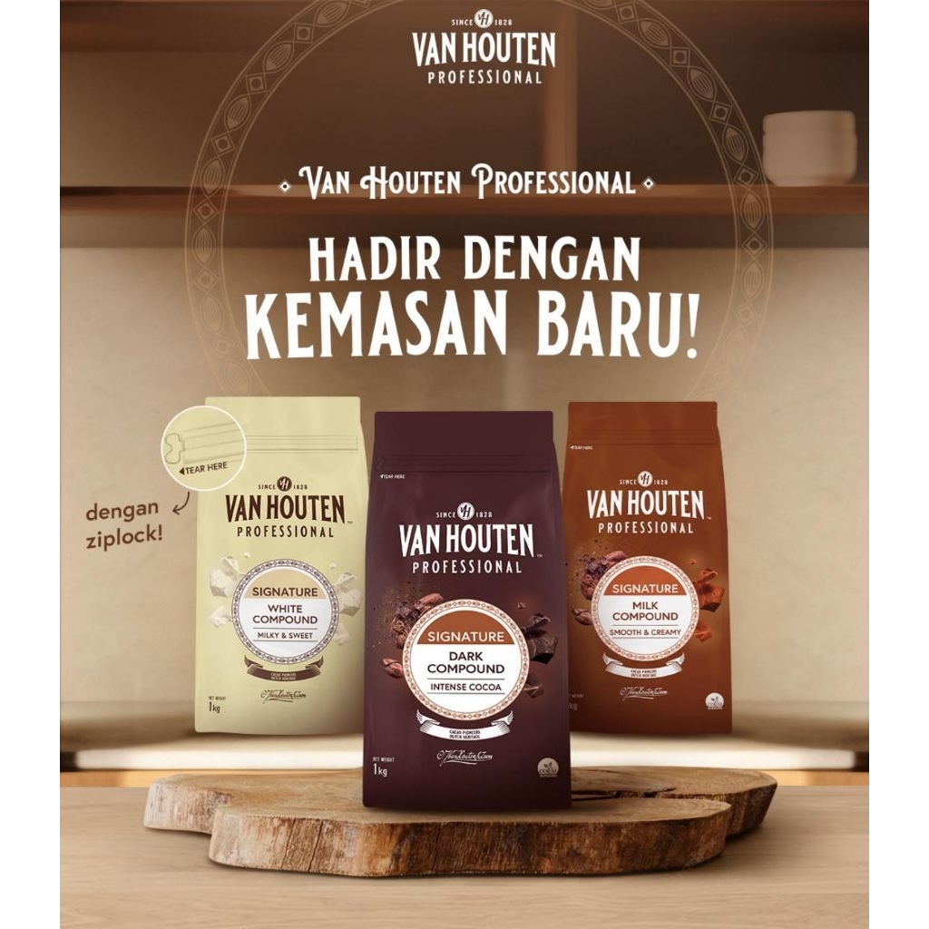 

VAN HOUTEN INTENSE BUTTONS COMPOUND CHOCOLATE, CHOCO CHIP MILK WHITE CHOCOLATE DARK 1KG