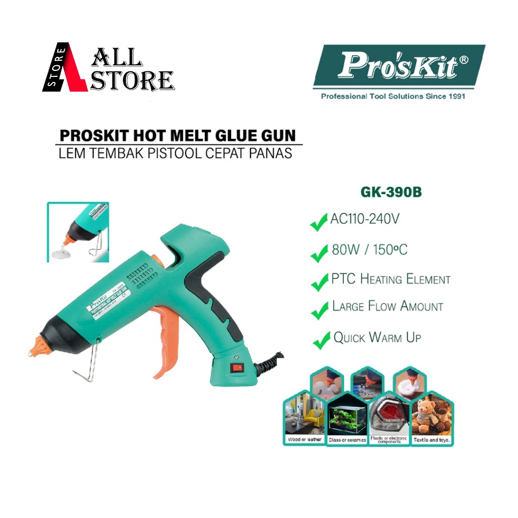 

PISTOL LEM TEMBAK PROSKIT GK-390B PROFESSIONAL HOT MELT GLUE GUN - LEM TEMBAK PISTOOL CEPAT PANAS - PROSKIT GK-390B ORIGINAL