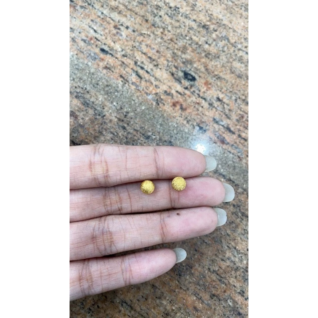 Giwang Bola Pasir Simple Emas Asli Kadar 875