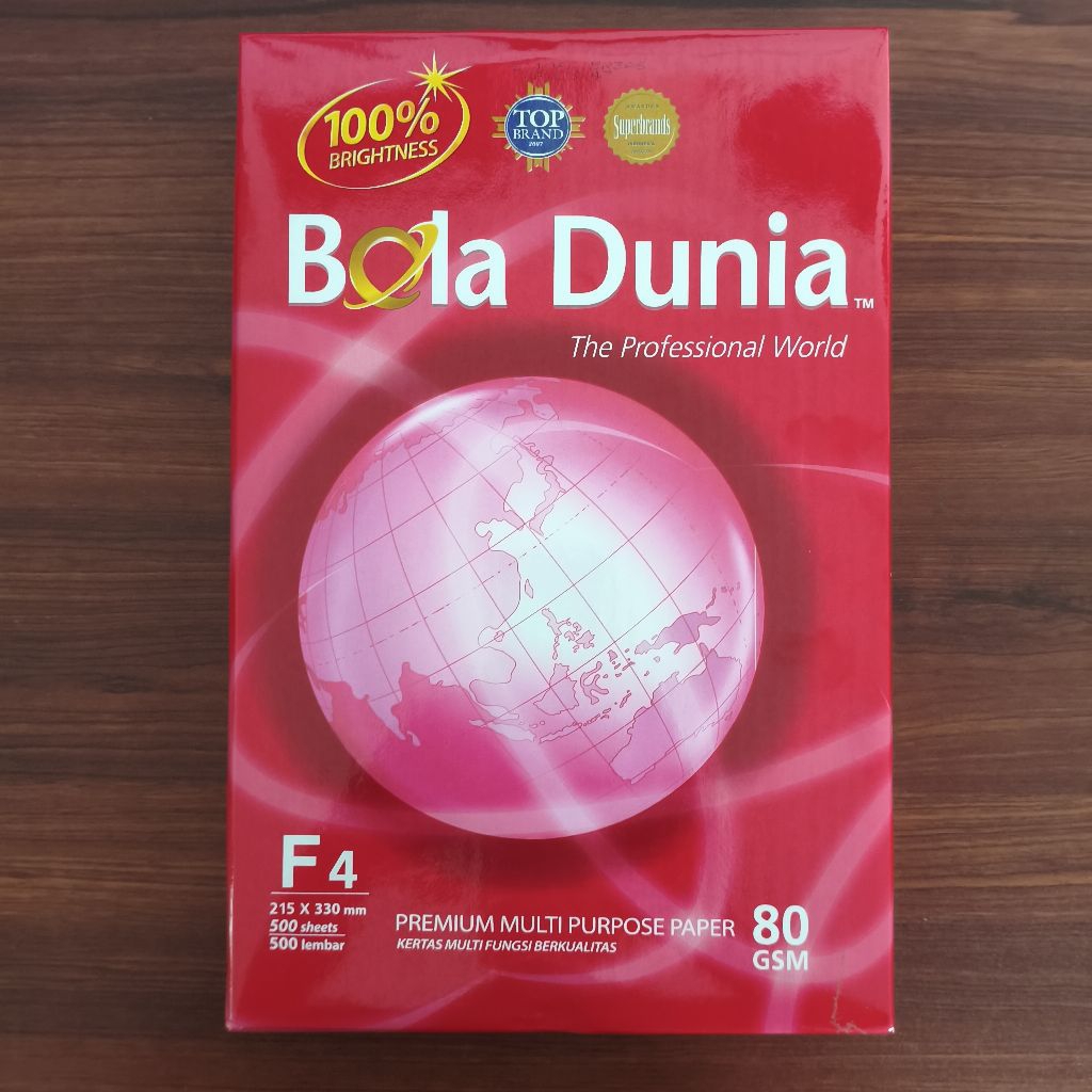 

Kertas HVS Bola Dunia F4 80gsm, Kertas Fotocopy / Print Ukuran Folio (F4)