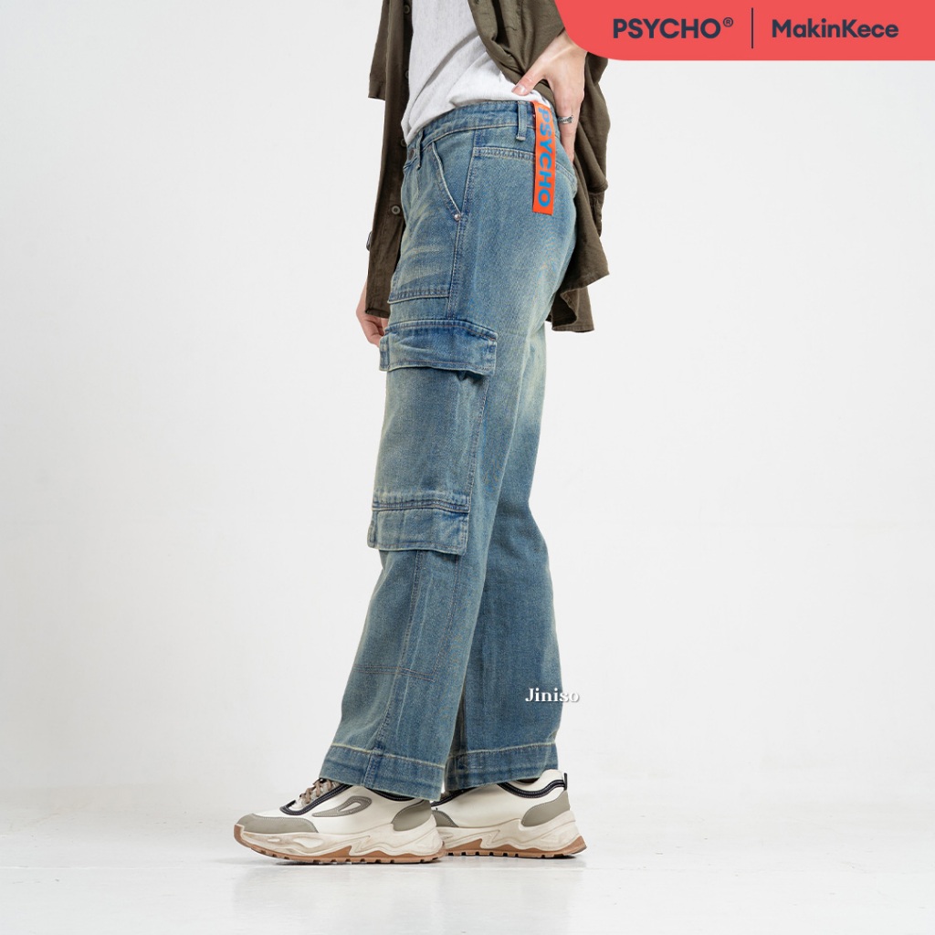 JINISO  Highwaist Cargo Loose Jeans Pria 555