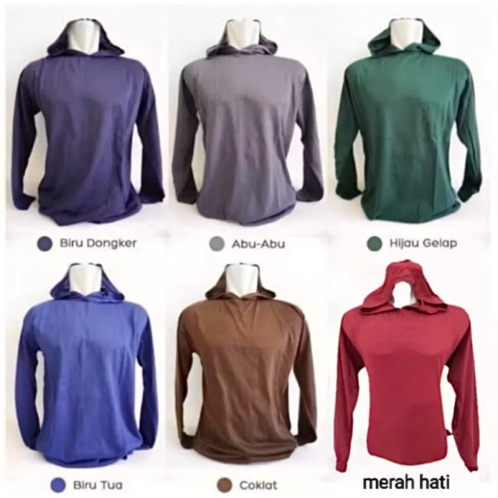 Kaos lengan panjang topi / kaos lengan panjang / baju tani / baju proyek / kaos kupluk lengan panjan