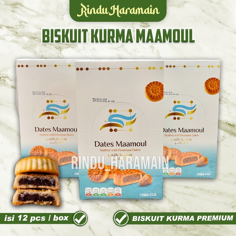 

Rindu Haramain - Biskuit Kurma Mamoul | Biscuit Maamoul Kurma Arab saudi 1 box isi 12 pcs / 16 pcs