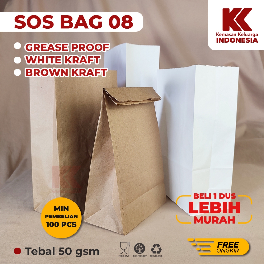 

SOS BAG 08 (29,5 x 15,5 x 10cm) / PAPER BAG ROTI / PAPER BAG BURGER @100PCS