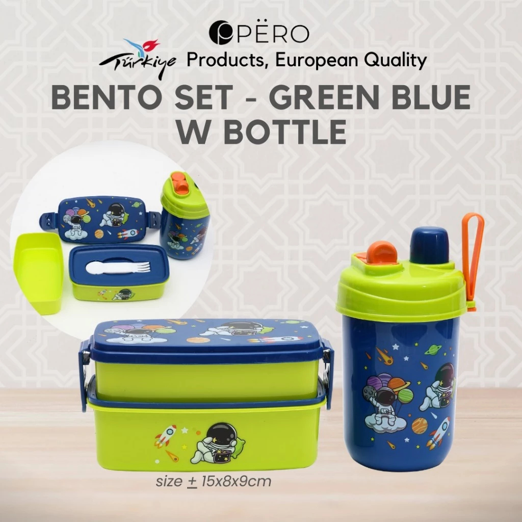 Pero Bento Set + Bottle / Tempat Makan + Botol Minum Anak / Tempat Makan Anak dan Botol Minum