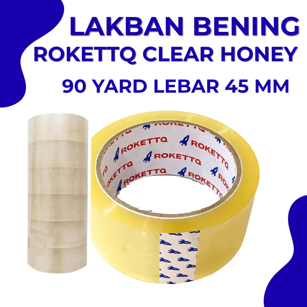 

Roketqq Lakban Bening Clear Honey 90 Yard Lebar 45 MM Packaging Tape