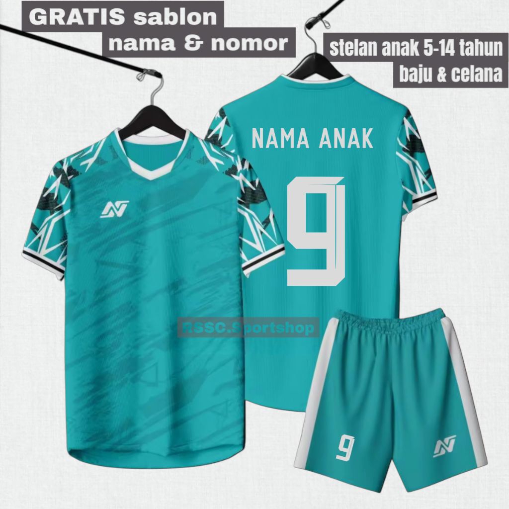 Free Sablon Nama Nomor Stelan Jersey Bola Anak Bola Futsal Volly Putra Putri