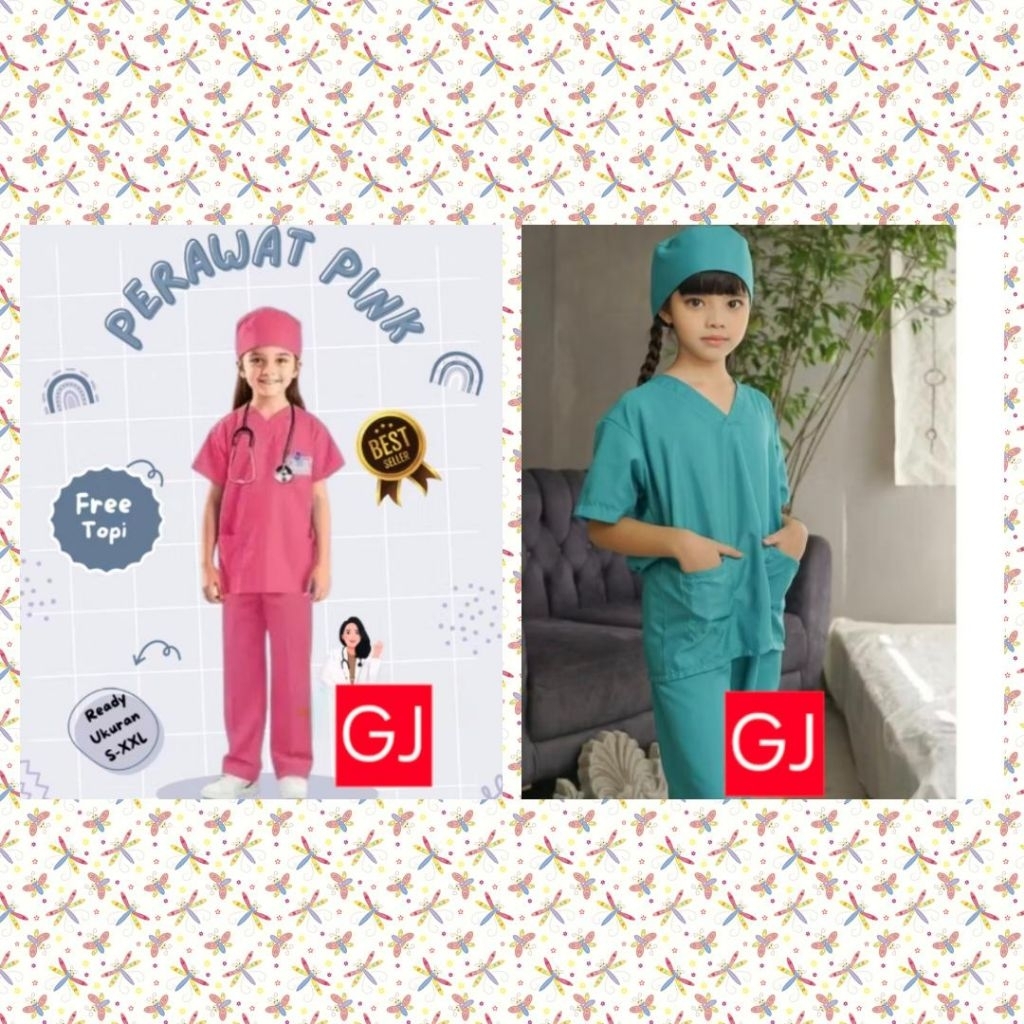 Baju Dokter anak OKA 1-10 tahun/Baju Anak Dokter anak Perempuan/Baju anak