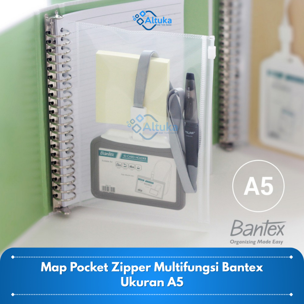

Map Pocket Zipper A5 Multifungsi Bantex