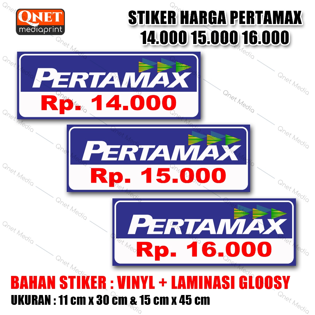 

STIKER HARGA PERTAMAX 14.000 15.000 16.000 | BAHAN VINYL + LAMINASI GLOSSY
