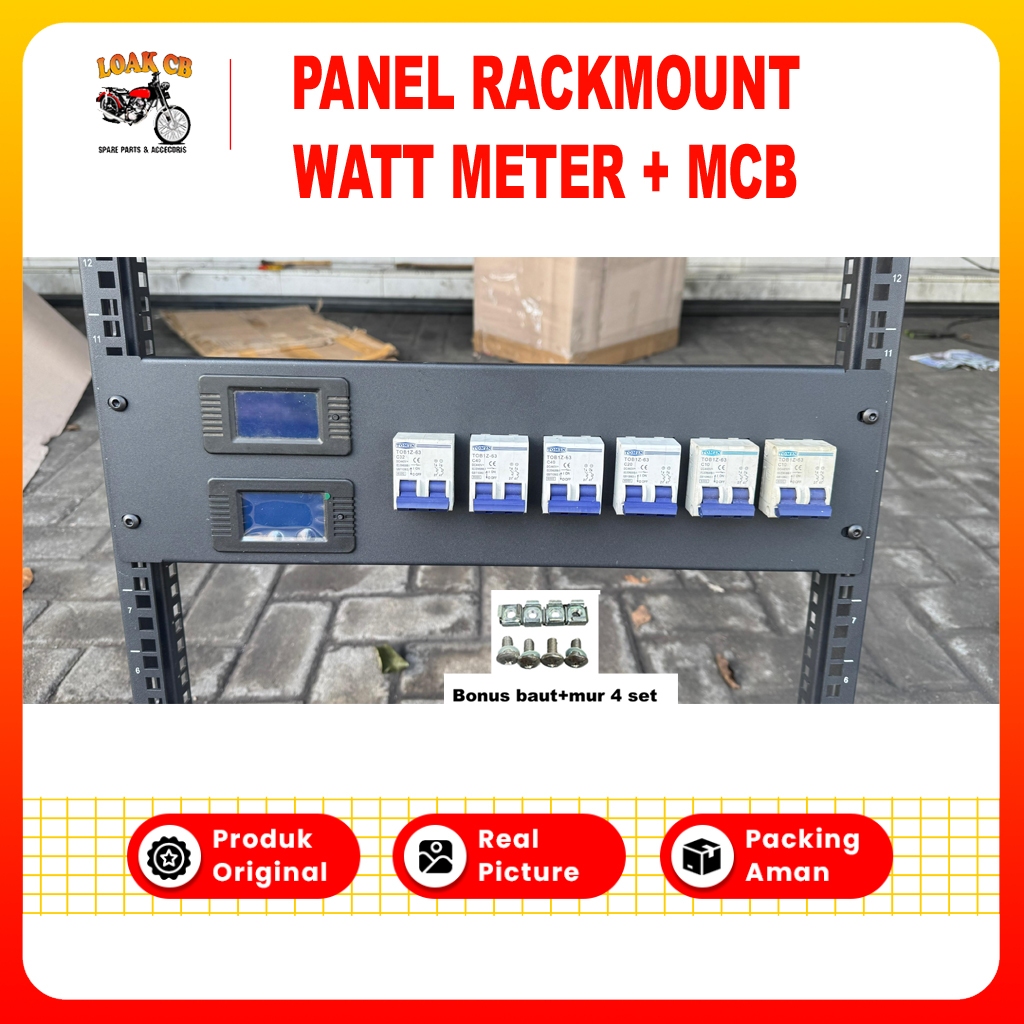 Panel rackmount watt meter MCB AC DC rak server 19 inch