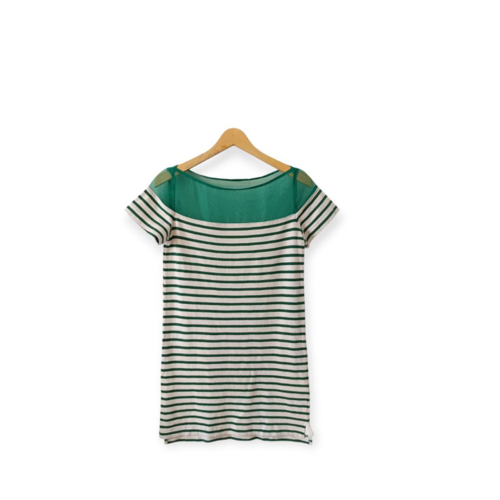 Sacai Luck Green & White Stripe Mini Dret