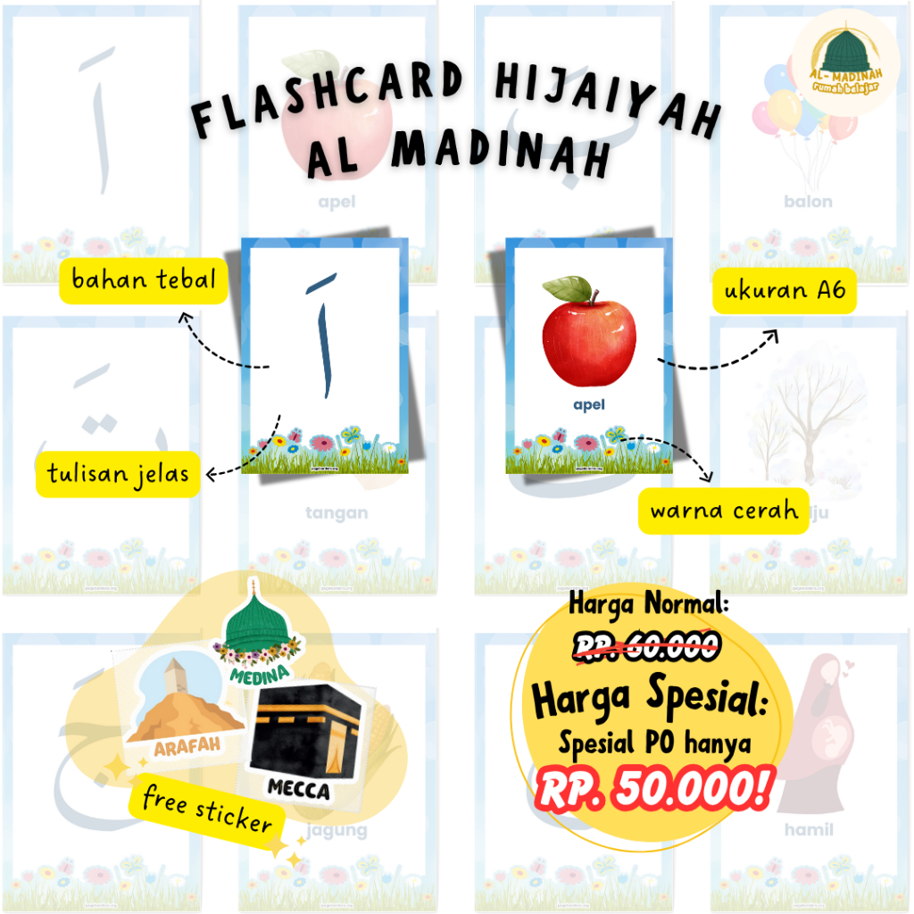 Flashcard Hijaiyah Kosa Kata Bahasa Indonesia Kartu Huruf Hijaiyah Belajar Anak