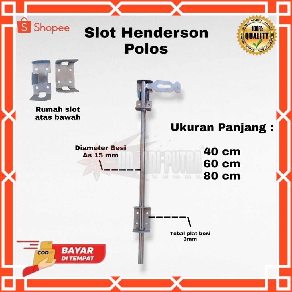 GRENDEL SLOT BAWAH / ATAS PANJANG 40 CM 60 CM 80 CM | AKSESORIS PINTU HANDERSON PINTU GEBYOK | SLOT 