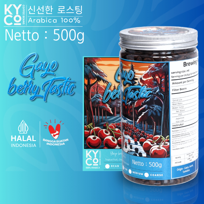 

Biji Kopi Arabika Gayo Berry Tastic 500 gram - Specialty Coffee | Roast Beans | Brewing | Medium Roast | Fillter | Blend Kopi | Kiyowo Coffee Roastery