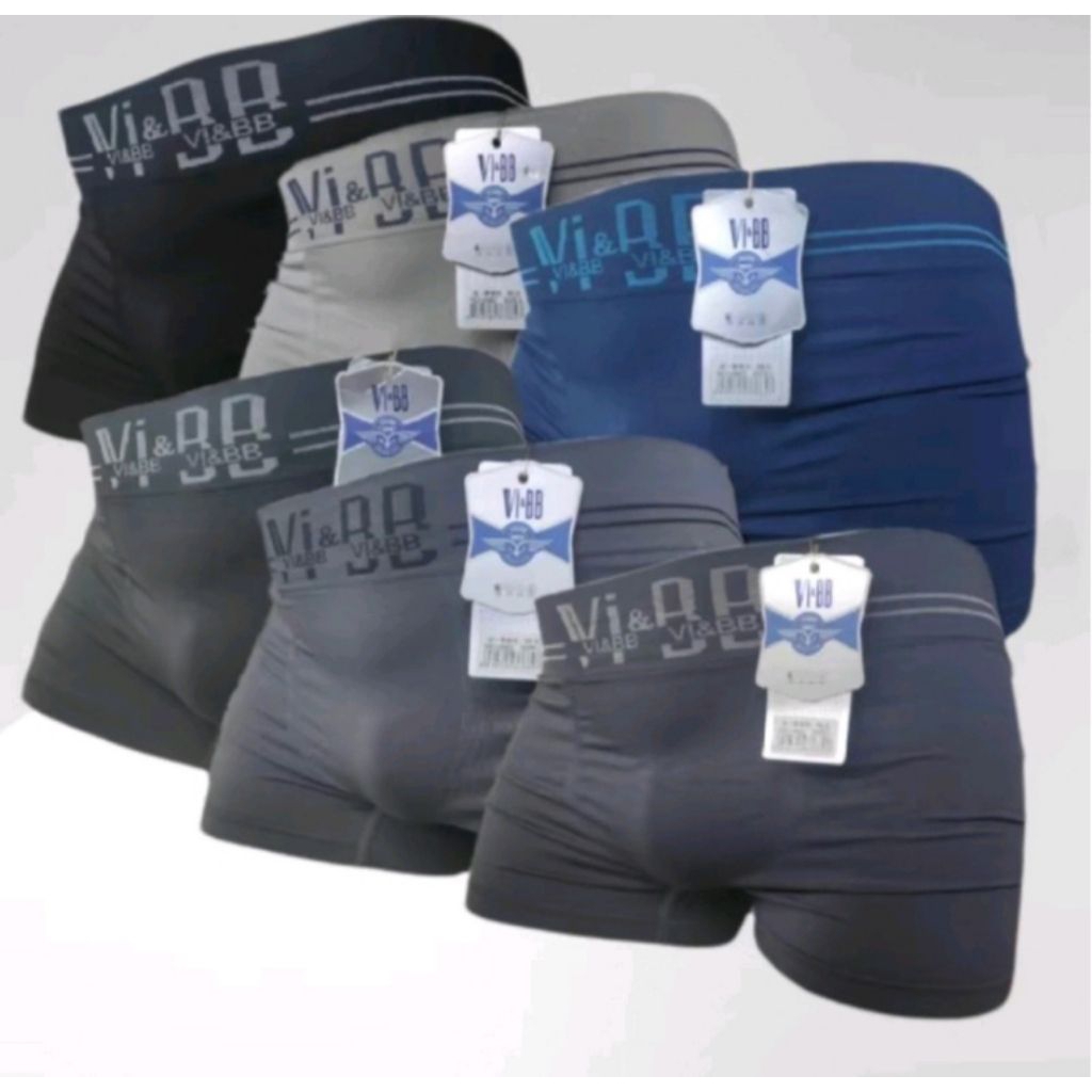 3 pcs celana dalaman pria boxer VI&BB kualitas original adem dan lembut