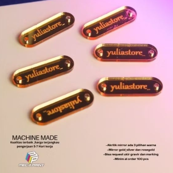 

Label Hijab Akrilik Label Jilbab Label Baju Akrilik Custom Akrilik Mirror Gold Rosegold Silver