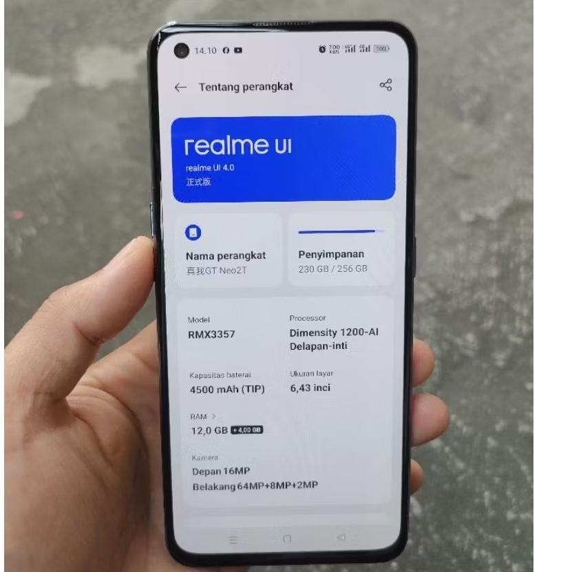 Realme GT Neo 2T Ram 12GB/256 Rom Mediatek Dimensity 1200