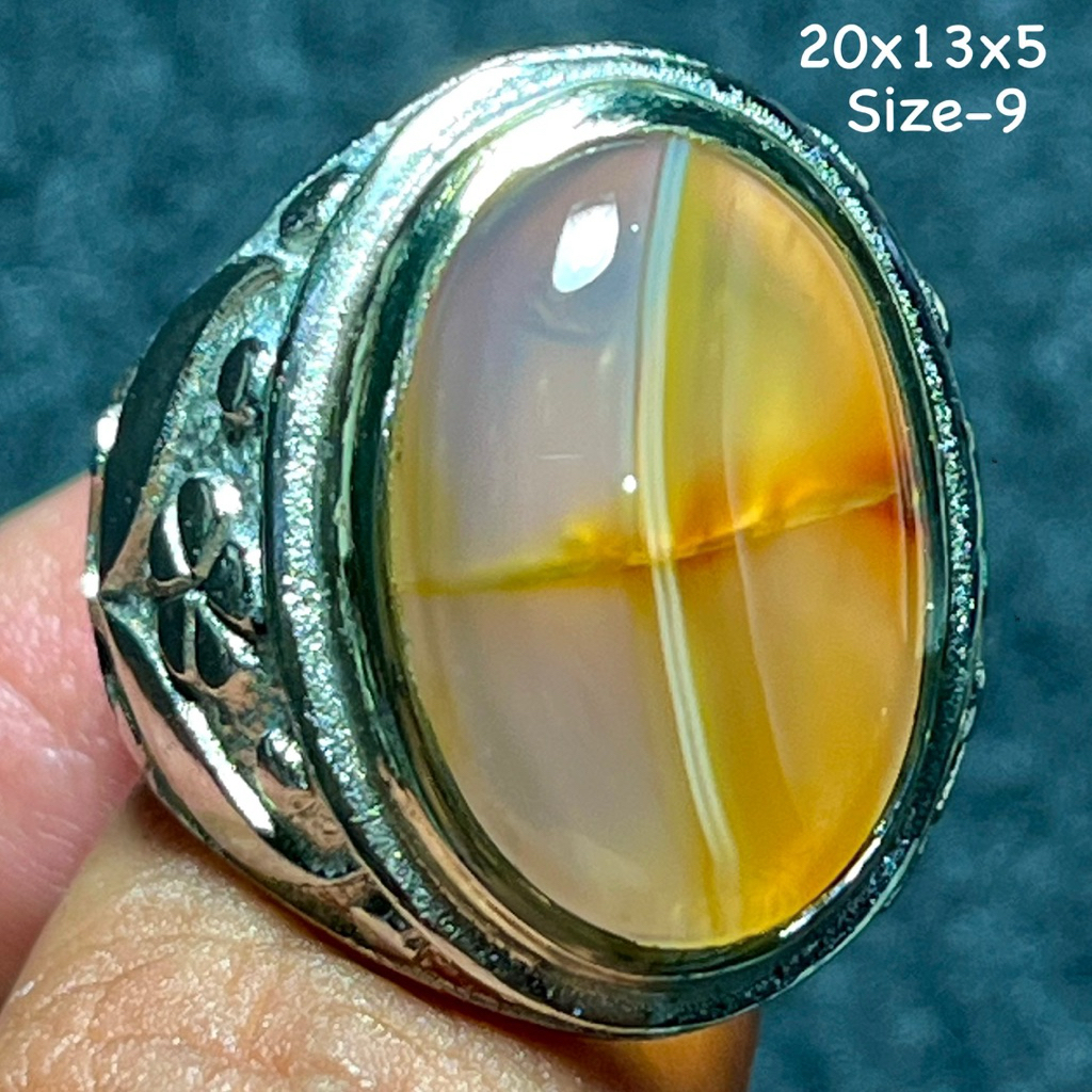 Cincin Batu Akik Natural Tapak Jalak Luster (Asli Alam)