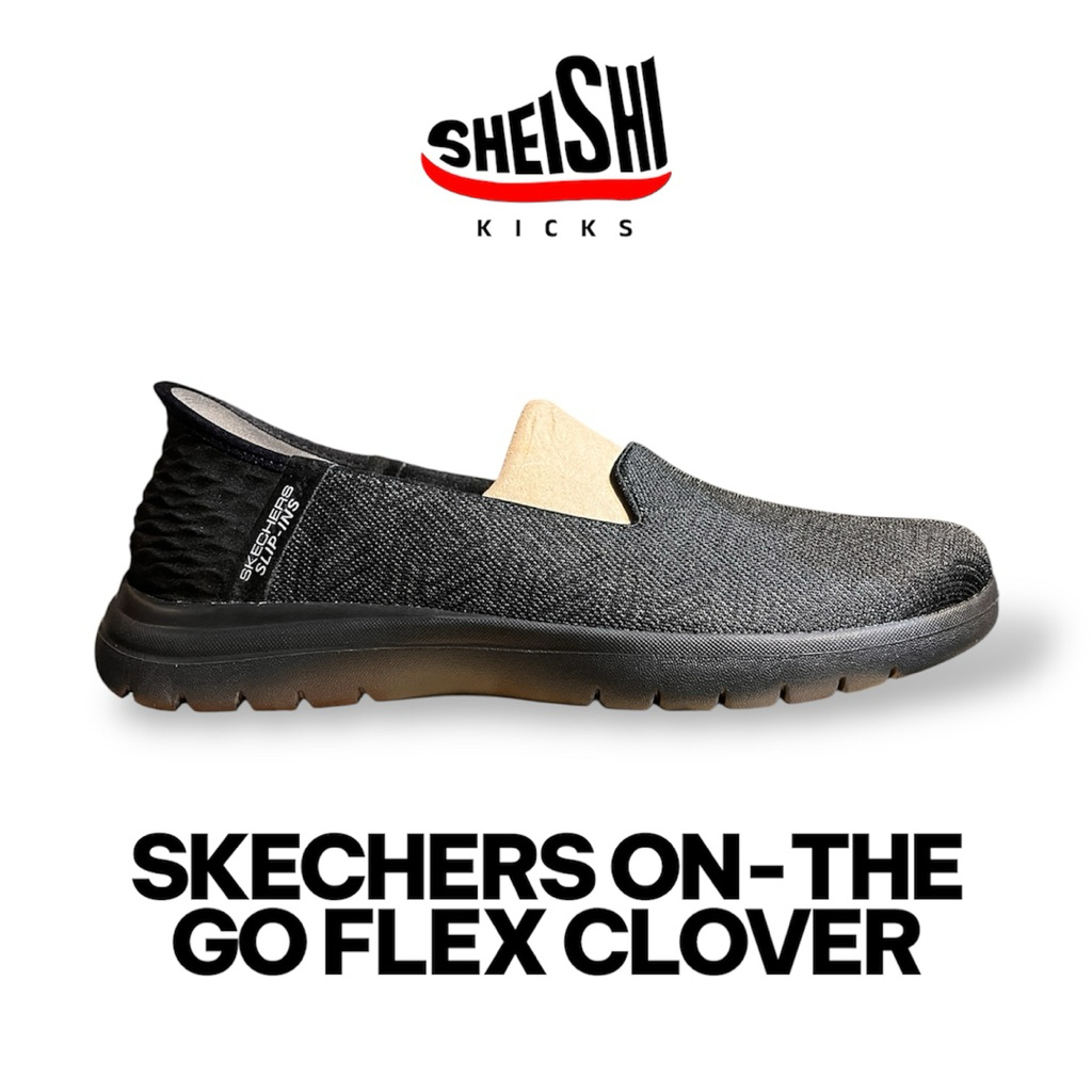 Sepatu Slip-On Unisex Skechers On-The-Go Flex Clover Black