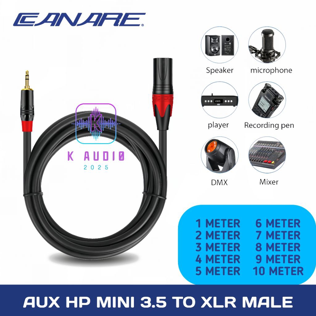 Kabel Jack AUX Hp Mini 3.5 To Xlr Male / Kabel Jack Hp To Mixer