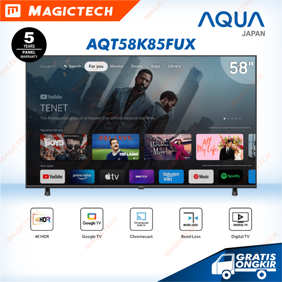 TV AQUA 58 INCH / 58" AQT58K85FUX SMART GOOGLE TV 4K UHD HDR 58K85FUX