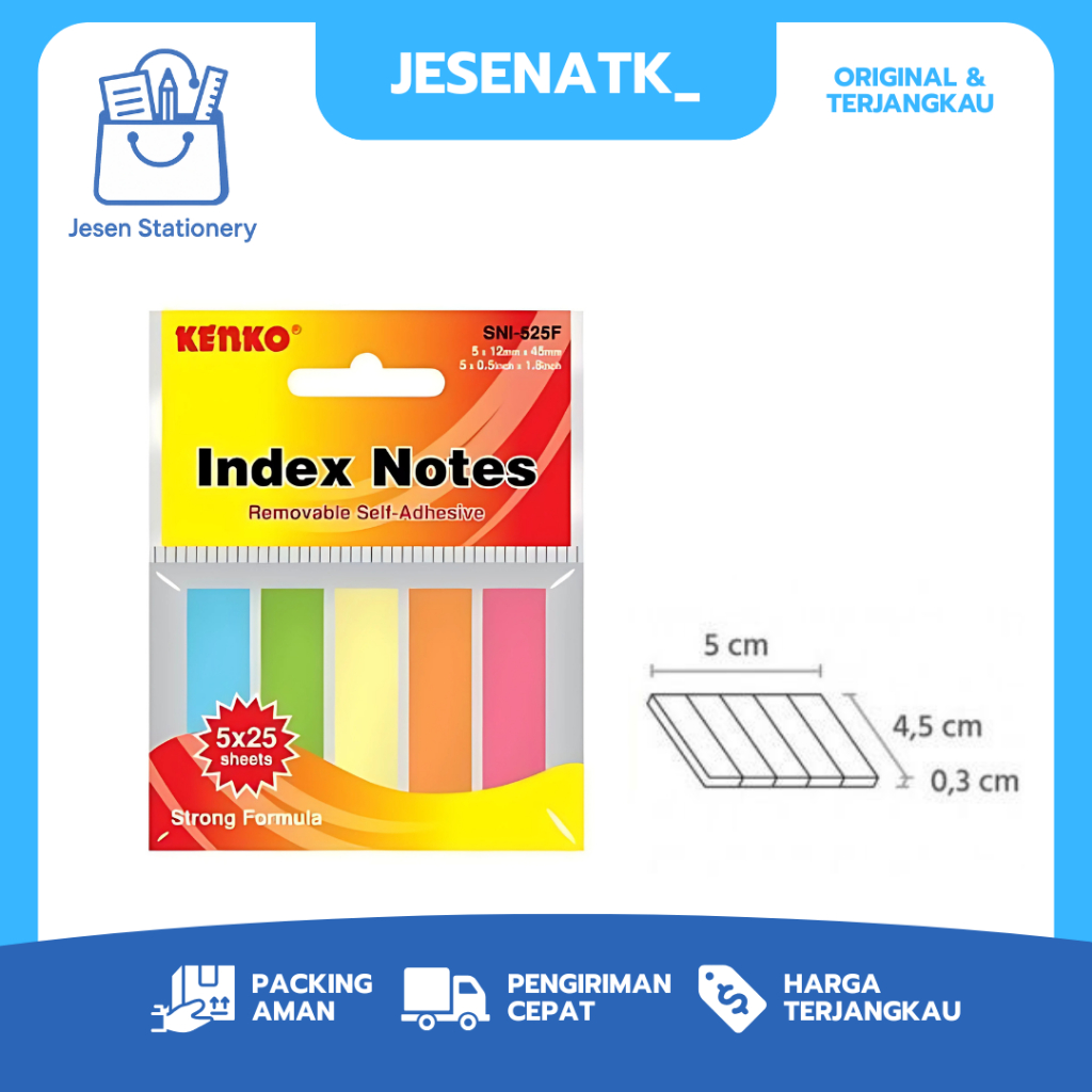 

Index Notes Kenko SNI 525F Penanda Buku Kertas 5 Warna Sticky Notes