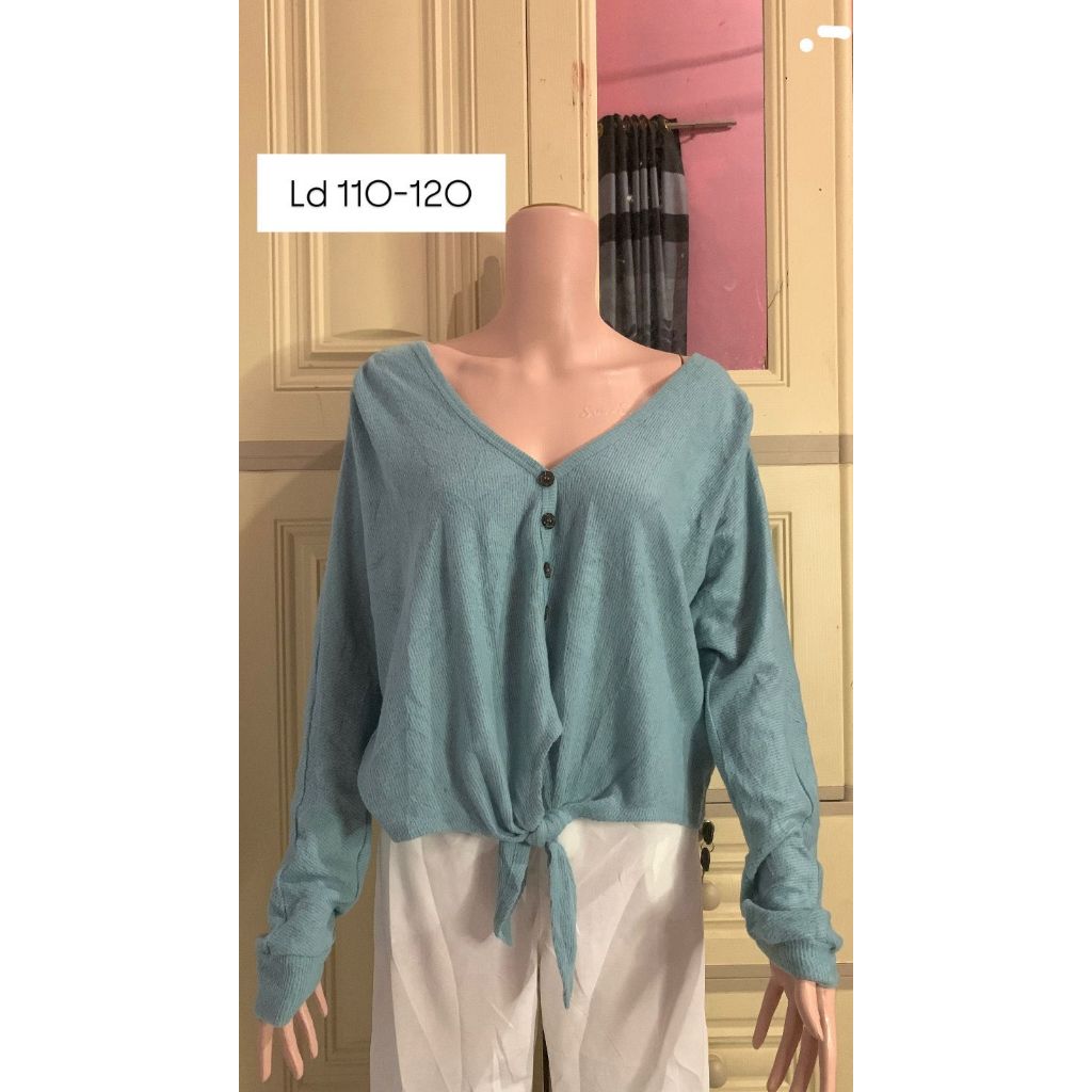Pl baju wanita atasan wanita lengan panjang biru muda
