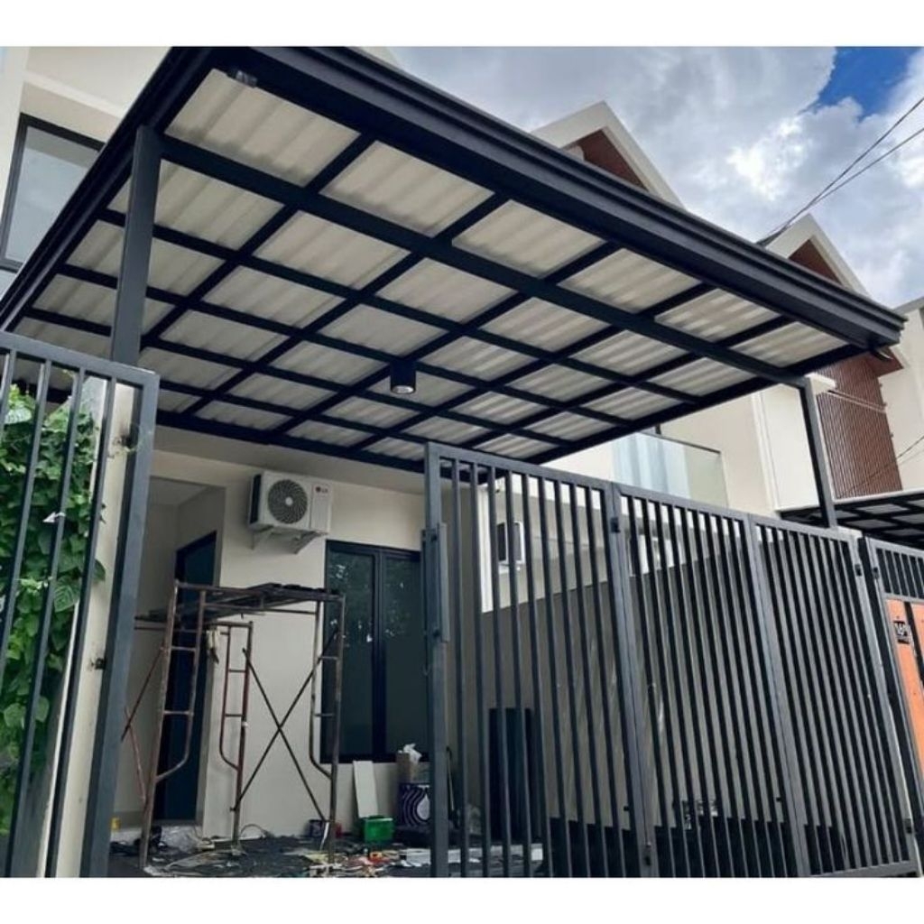 kanopi besi hollow, kanopimodern,atap alderon,spandek ,solartap