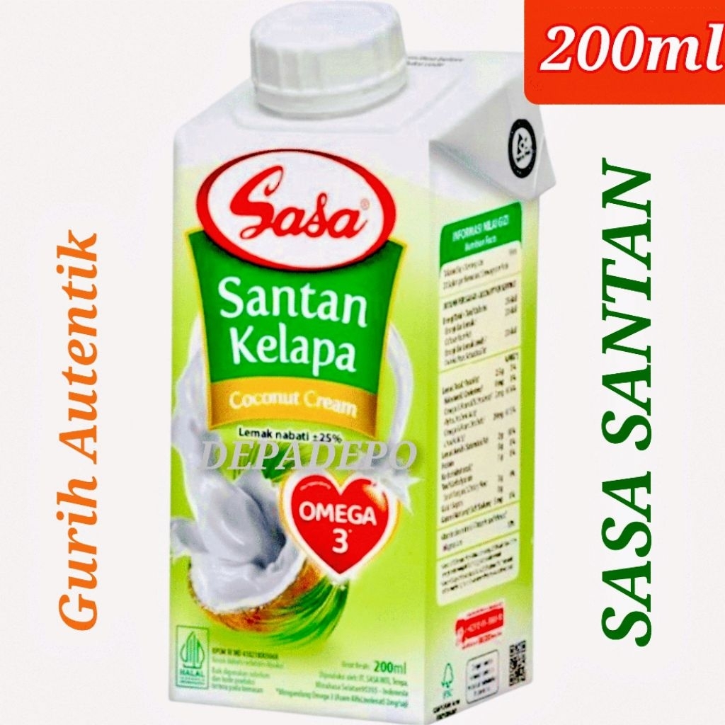 

Sasa Santan Cair 200ml – Santan Kelapa Siap Pakai, Kental & Gurih untuk Masakan dan Kue
