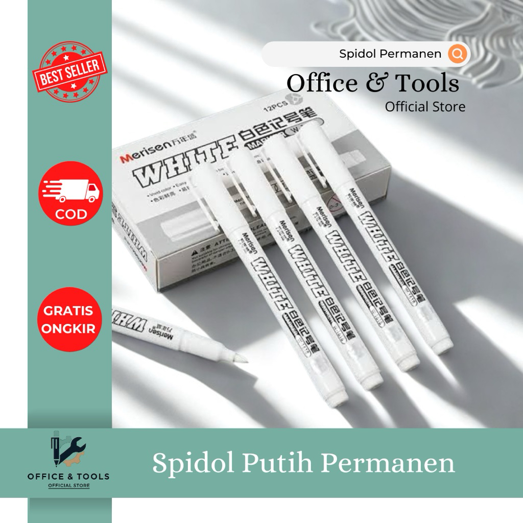 

Spidol Putih Permanen Merisen White Marker Pena Tinta Putih Cepat Kering Office & Tools