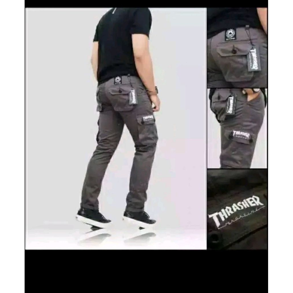 CELANA CARGO PANJANG PRIA - MODEL BROSOT|STREETWEAR THRASHER STYLE|CELANA PANJANG PRIA BROSIT CARGO