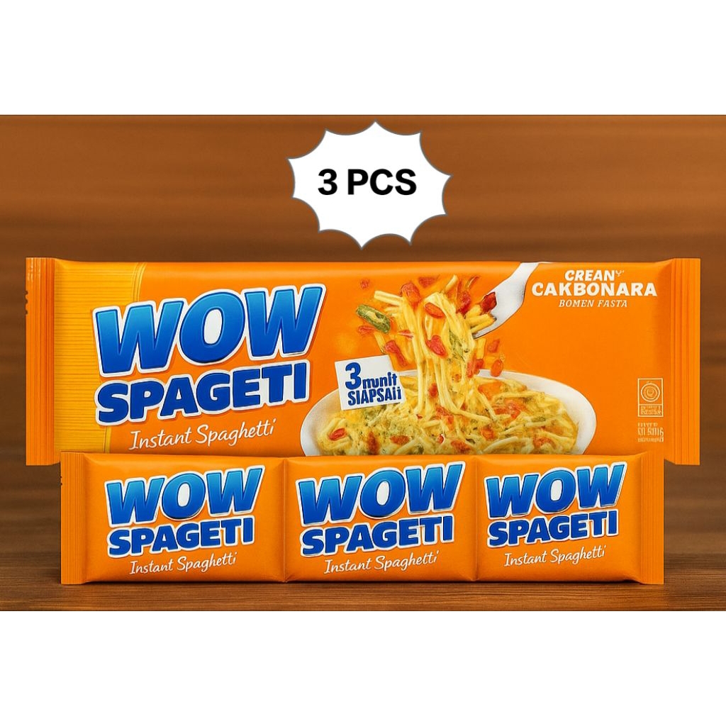 

WOW Spageti Carbonara 3 Pcs – Mie Spaghetti Instan Praktis 3 Menit Siap Saji