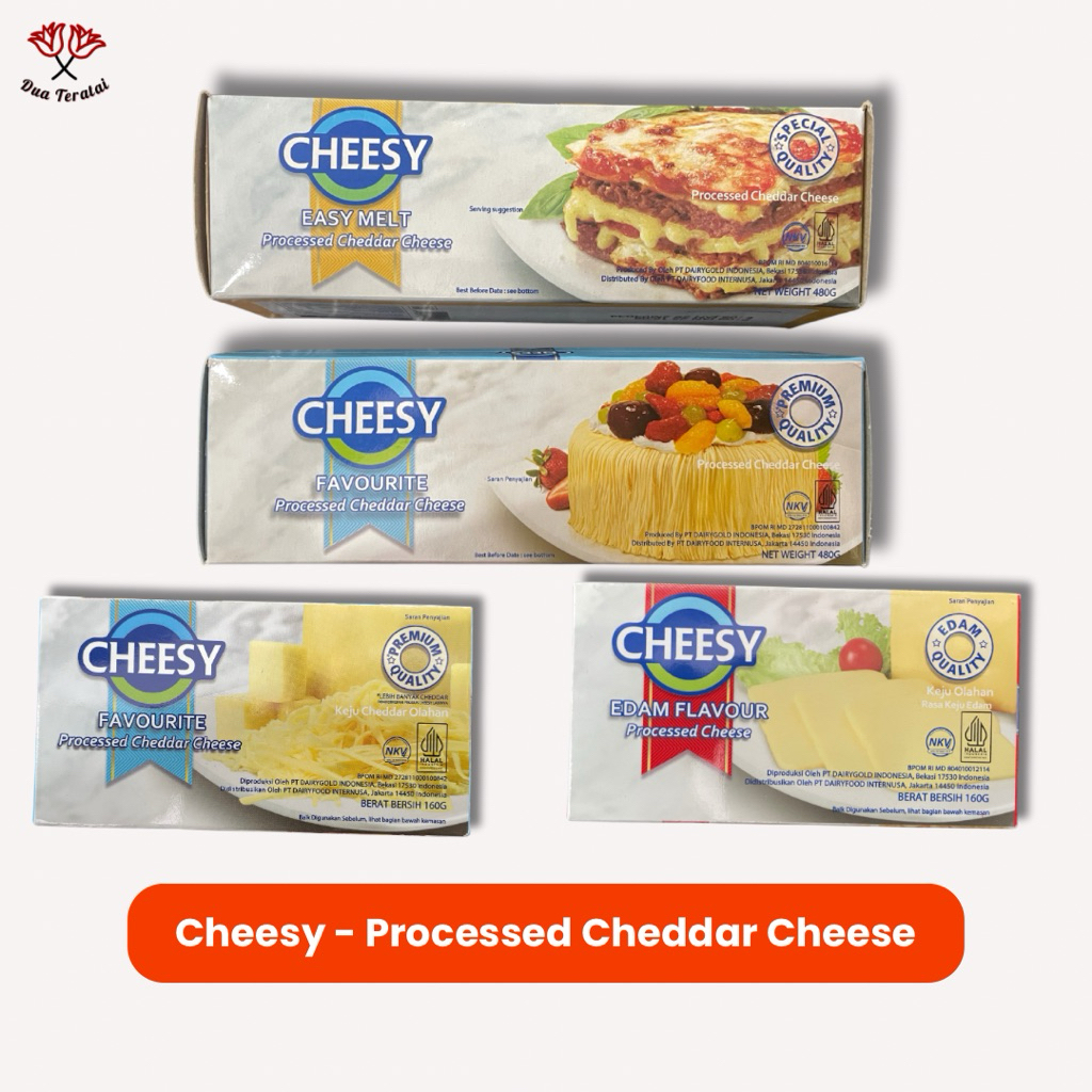 

Cheesy Processed cheddar Cheese Keju Balok 480 gr 160 gr Favorite Edam Easy Melt