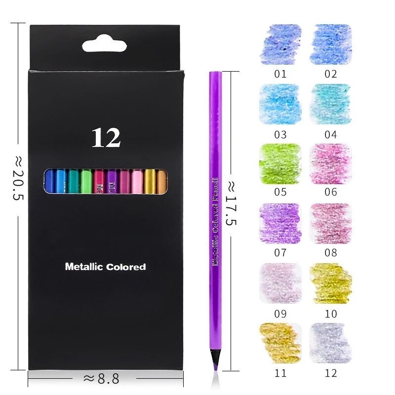 

Kiddypicks Brutfuner Pensil Warna Metalik 12pcs – Metallic Colored Pencil Set Artist Premium