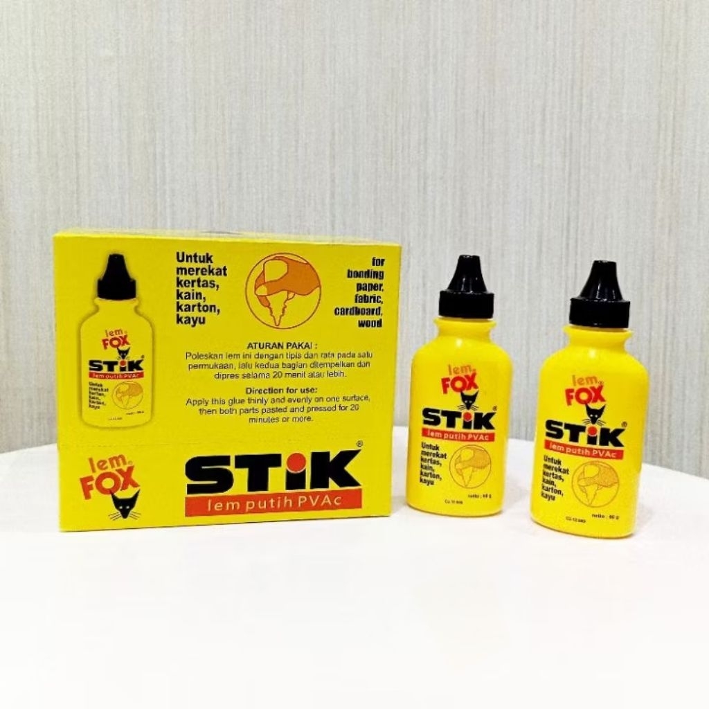 

Lem Fox Stik PVAc Botol Kuning 60 gr | Perekat Kertas Praktis