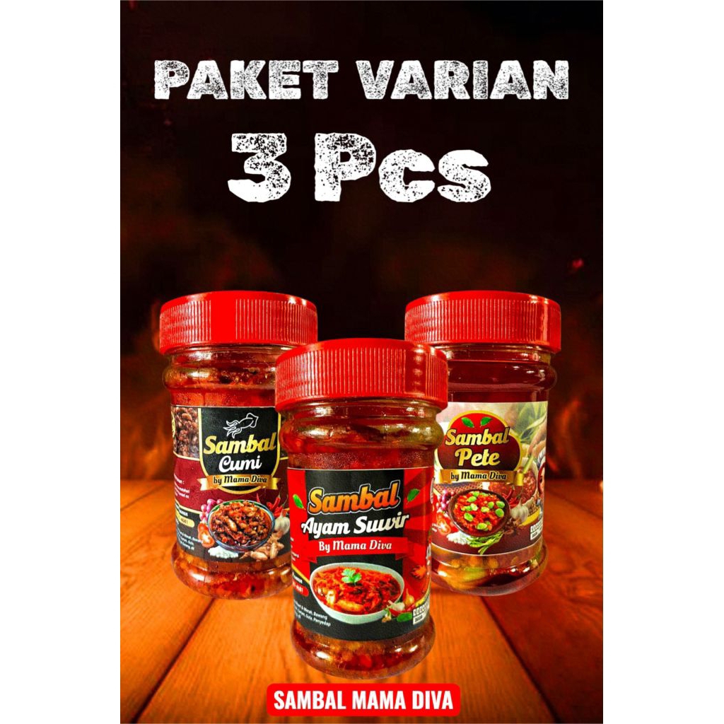 

PAKET SAMBAL ISI 3 PCS BY DAPUR MAMA DIVA / SAMBEL CUMI PETE TERI AYAM BAWANG