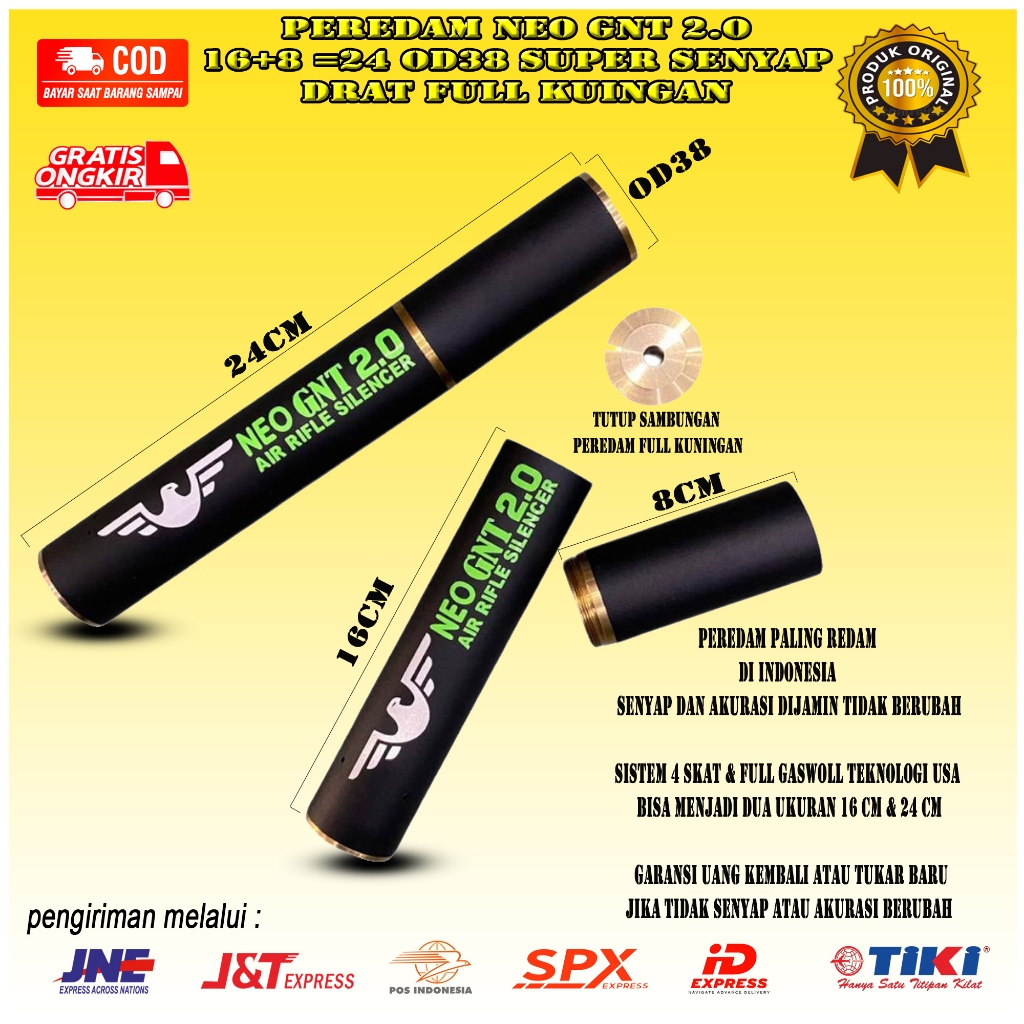 Peredam Neo GNT 2.0 Super Senyap OD 38 Drat Full Kuningan - Peredam Senyap